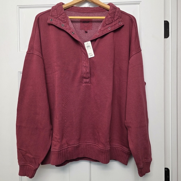 Aerie OH SNAP Sweatshirt Red Small Deep Cherry NWT - Picture 7 of 10